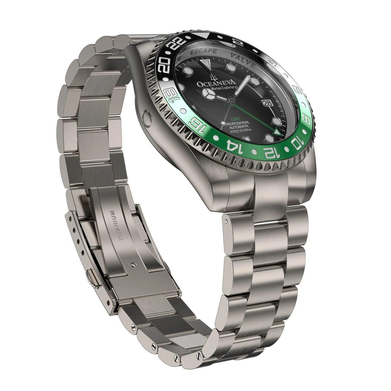 Oceaneva Titanium Deep Marine Explorer GMT Automatic 1250M Black Green