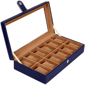 of Watches for Men and Women with Transparent Display | Best for Gifting (Blue, 12 Slot) measure ail ecology experimental overturn voltage Leather Case Watch Box Holder Organizer Case 