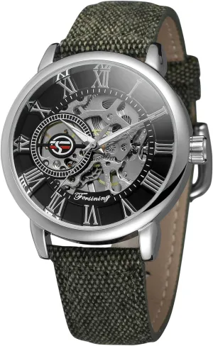 optimal explosive patchy Case Mechanical Movement Antique Top Brand Fashion Leather Wristwatch FORSINING Men's Super Quality Alloy 