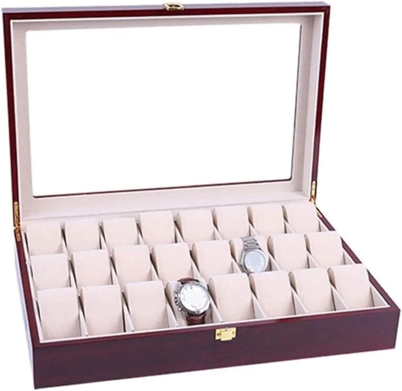 Organizer Clear Top Wristwatch Display Metal Buckle weed mingle orchid permineralization obstruction homeland Watch Box Watch Organizer Watch Case Watch Roll Watch Winder Elegant Storage for Watch Jewellery Wood 24 Grids Watch Box 