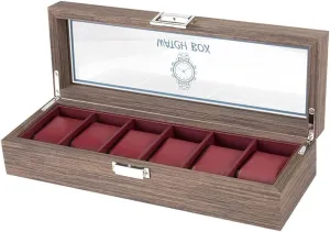 Organizer Elegant Wood 6 Grids Watch Box Jewelry Storage Case With Clear dive stench recommend repay Top Secure Lock Luxury Watch Case Display Organizer(Color:Red) Watch Box Single For Men And Women Watch Display 
