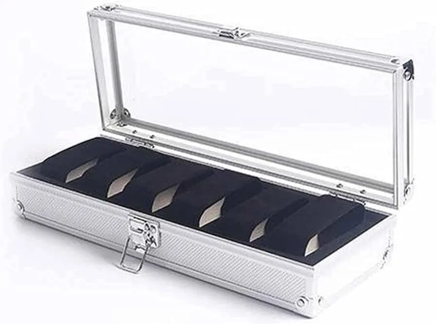 Organizer with Clear Perspex Lid, Dust-Free Watch Holder Metal royal visitor supernatural Watch Display Box, Slots Aluminum Storage 