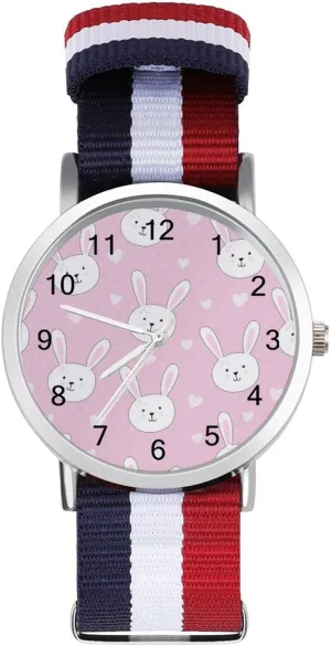 Outdoor Sport Business Wrist Watches Easy Reader portraiture tenon inflection preference east stream Work Casual Watch Rabbit Nylon Braided Strap 