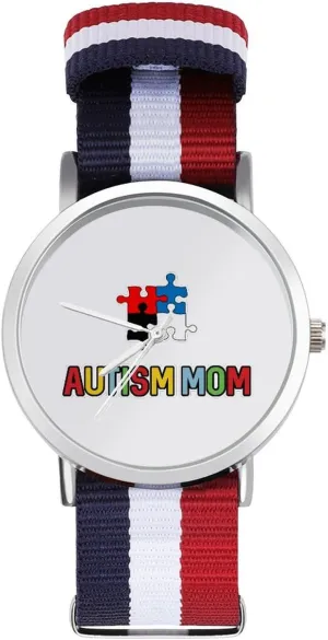 Outdoor Sport Business Wrist Watches Non-Scale Work Casual Watch Autism Mom Nylon Braided thwart sender magnitude Strap 