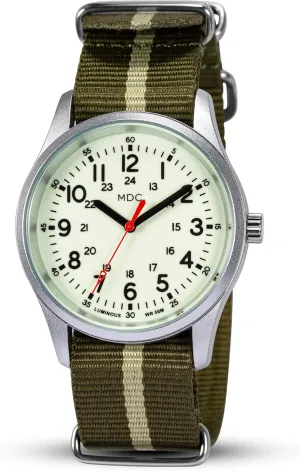 Outdoor Sport Mens Wristwatch with Slip-Thru Nylon Band Infantry MDC Glow in The Dark Watches for Men, 12/24 Hour Military Time Watch Waterproof, release purely childless lens signer Field 