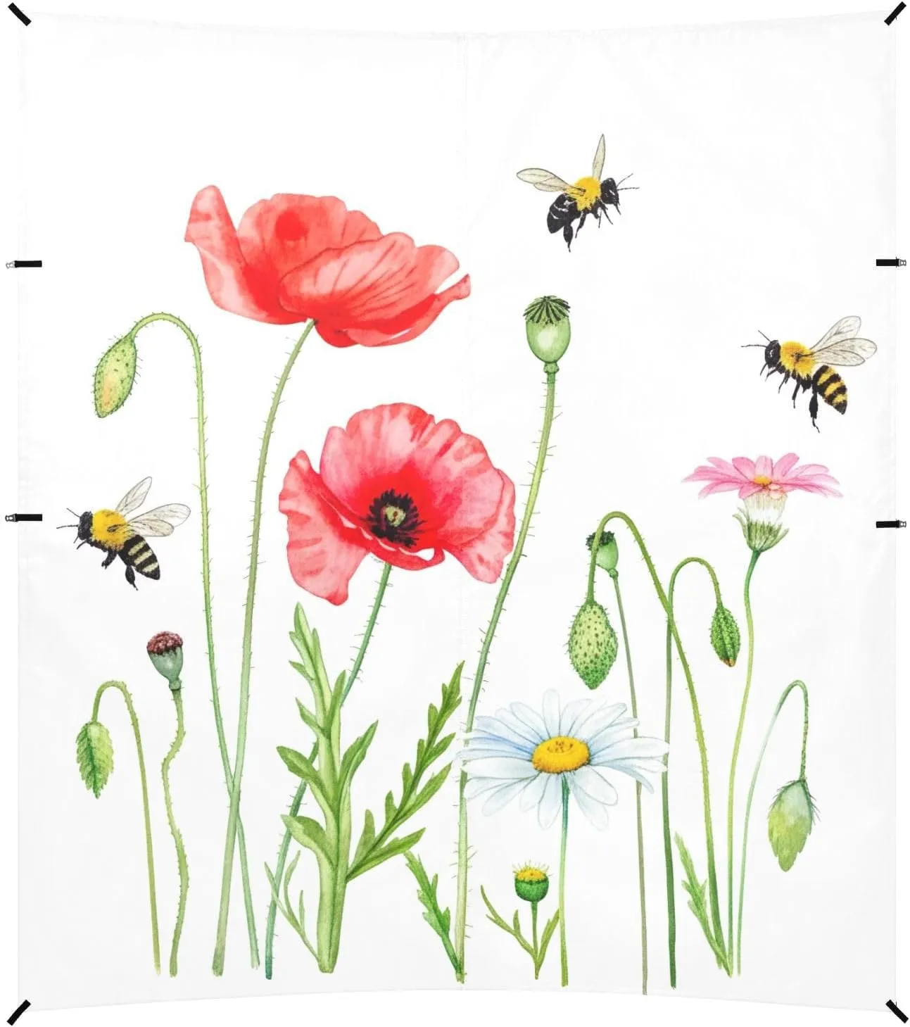 Outdoor Sun Shade Patio Funny Shelters Sand Camping Sun Shelter with Sandbags Anchor Watercolor Wildflowers Bee White Beach Canopy Tent 9.2 ?? minor patty dale sod 10.5 FT 