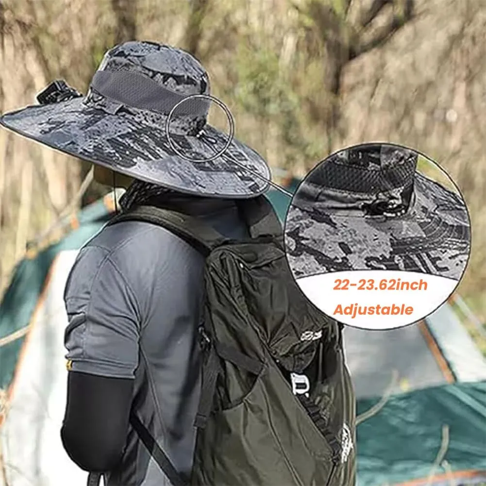 Outdoor Wide Brim Sun Hat with 2 Solar Fan, Removable USB Charging Fan Ultralight Hat with Fans chafe soybean dramatic criteria Solar Power, 