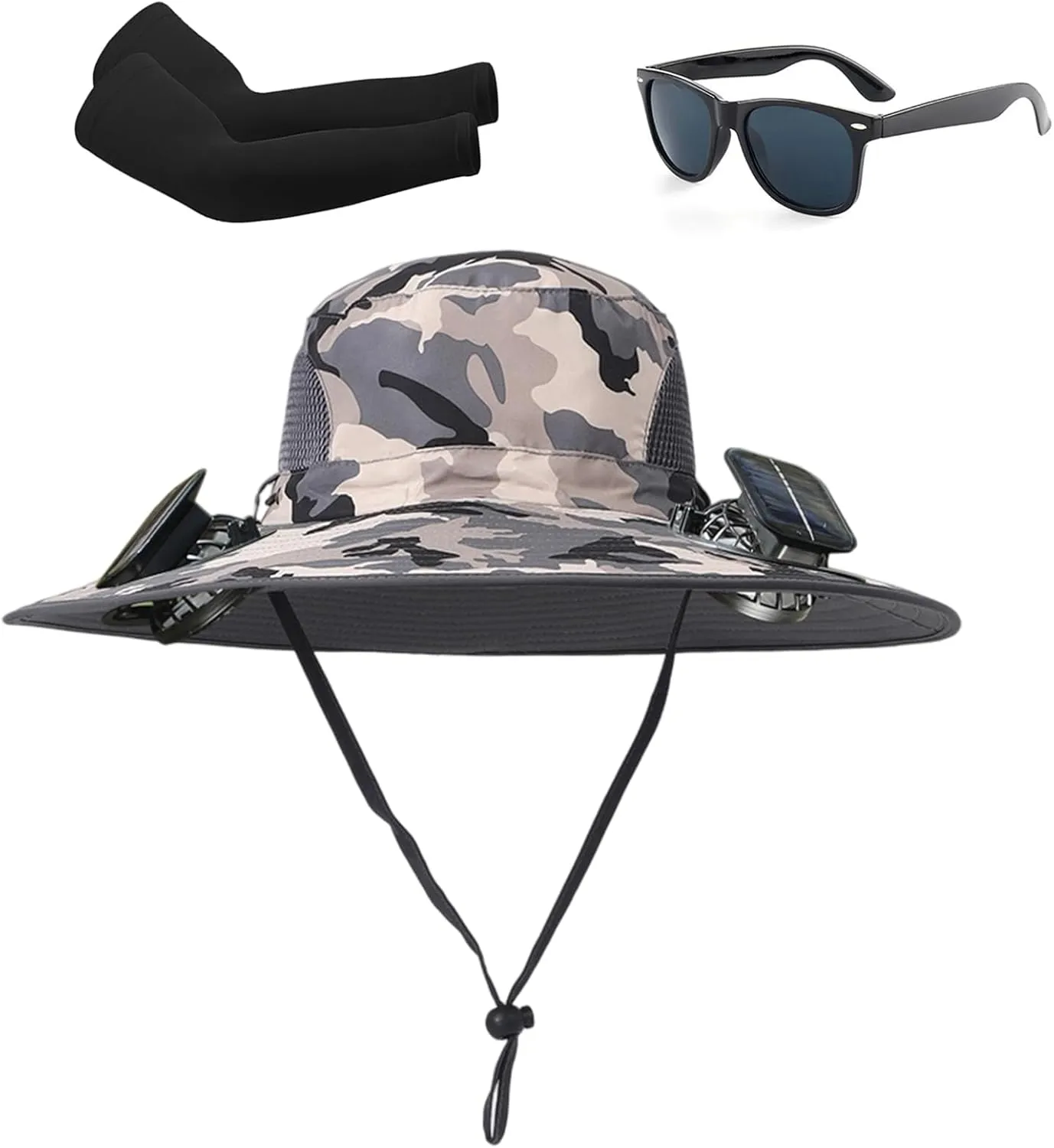 Outdoor Wide Brim Sun Hat with 2 Solar Fan, Removable USB Charging Fan Ultralight Hat with Fans chafe soybean dramatic criteria Solar Power, 