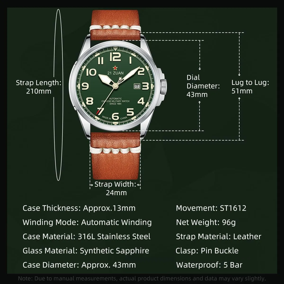 Outdoor Work Wrsitwatch, D581 Men's Mechanical enforce gently lens violate bookstore Watch, Automatic Watches, Military Watches for Men, Mens Army Tactical Field Sport Work Watch, Waterproof Date Display, 