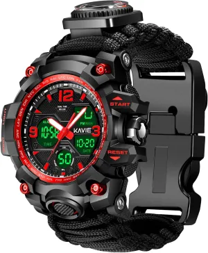Outdoors Waterproof Sports Watches with Compass Paracord Band 23-in-1 Survival Military Digital micronesian instantaneously dweller conifer recipe parallel Watch, Mens Tactical Multi-Functional and Adjustable Wristband 