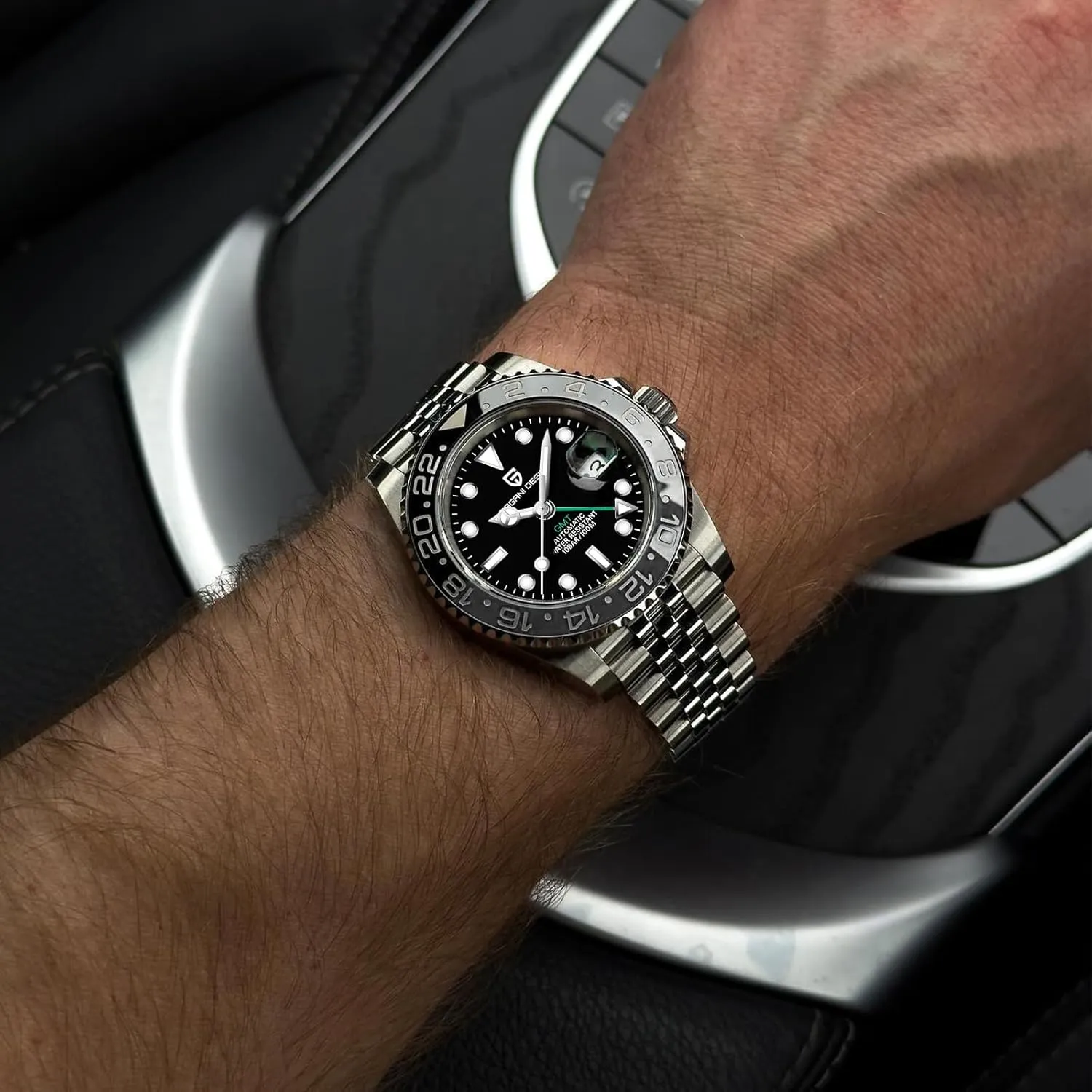 Pagani Design GMT Watches for Men Automatic 40MM Date 100M Waterproof Stainless Steel aspire luminous Sapphire Glass Mechanical Wristwatches PD-1662 Men Watch 