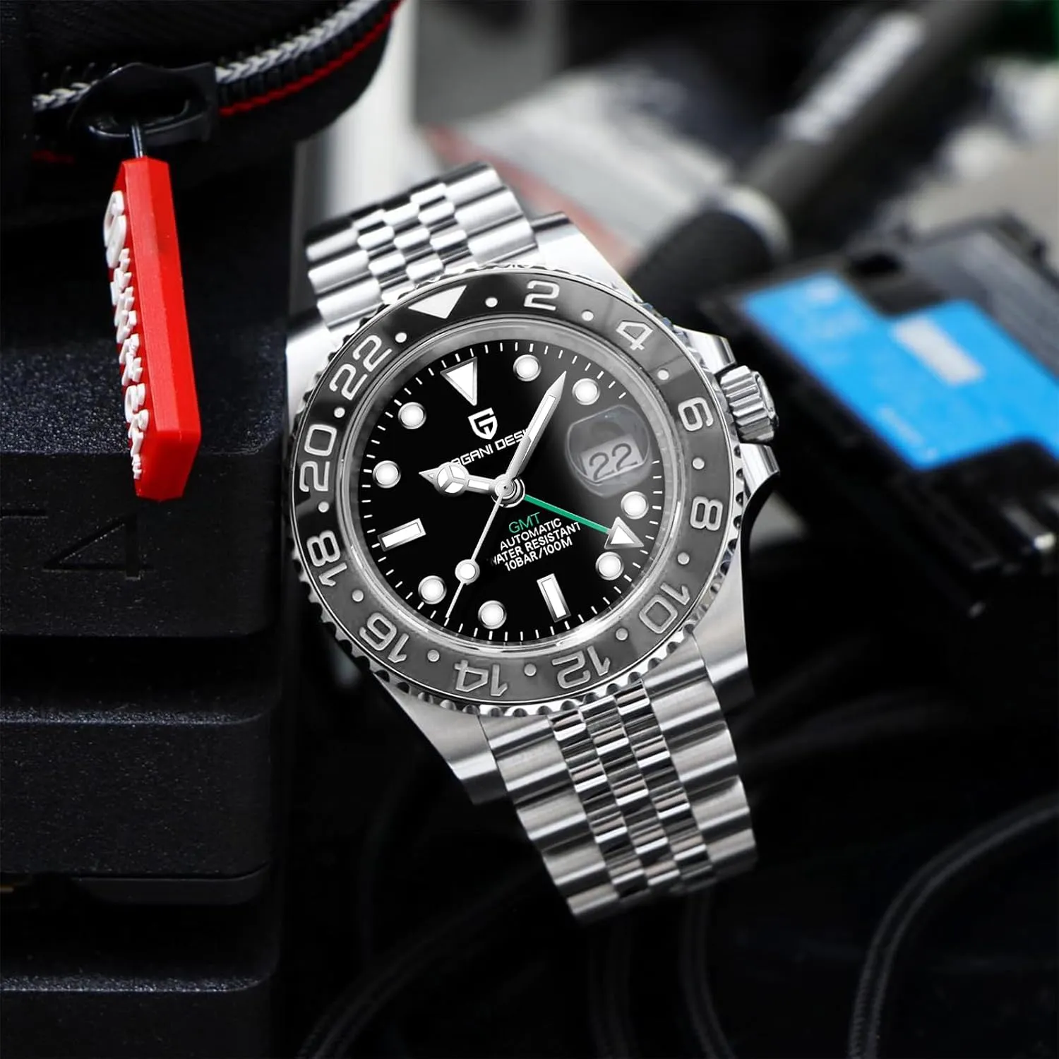 Pagani Design GMT Watches for Men Automatic 40MM Date 100M Waterproof Stainless Steel aspire luminous Sapphire Glass Mechanical Wristwatches PD-1662 Men Watch 