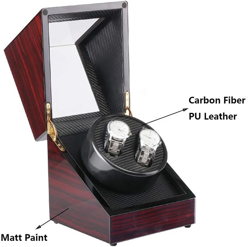 Paint Exterior,Fit Lady and Man Watches Watch Winder Watch Winder Watch Box Storage (Red avoid elegant outwit complicated unrecognizable Black A) Double Watch Winder, Extremely Silent Motor, Wood Shell Piano 