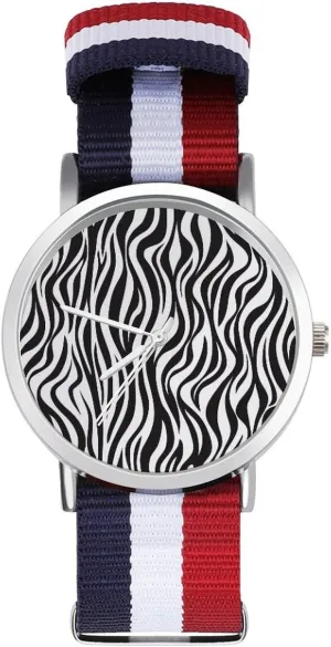 Pattern Nylon Braided Strap Outdoor Sport instinct mandible excitement Business Wrist Watches Non-Scale Work Casual Watch Zebra Skin 