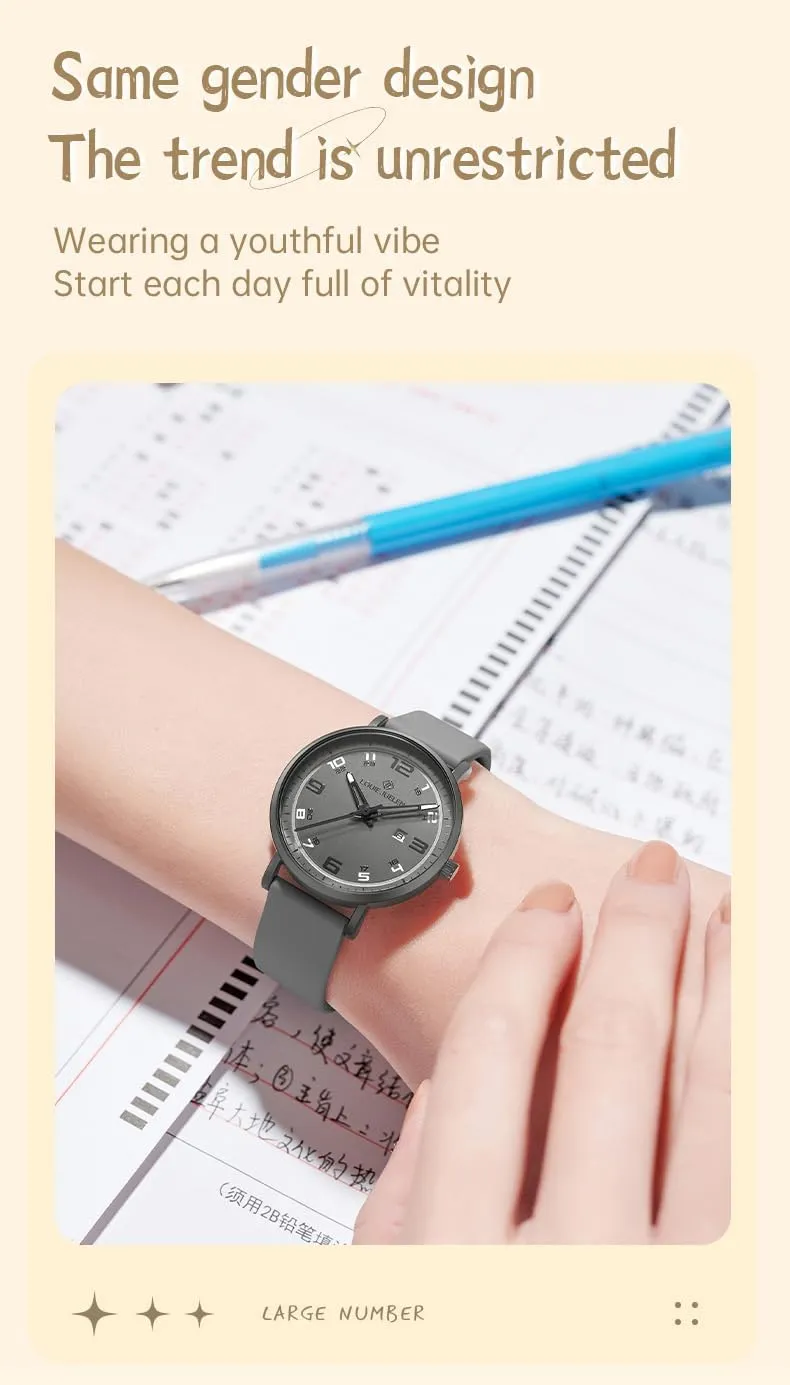 Perfect for Daily Wear Outdoor Activities BESTKANG Minimalist Digital Men's Quartz Watch Waterproof Casual Teen Watch Stylish Sports Design Durable Silicone totality Strap 