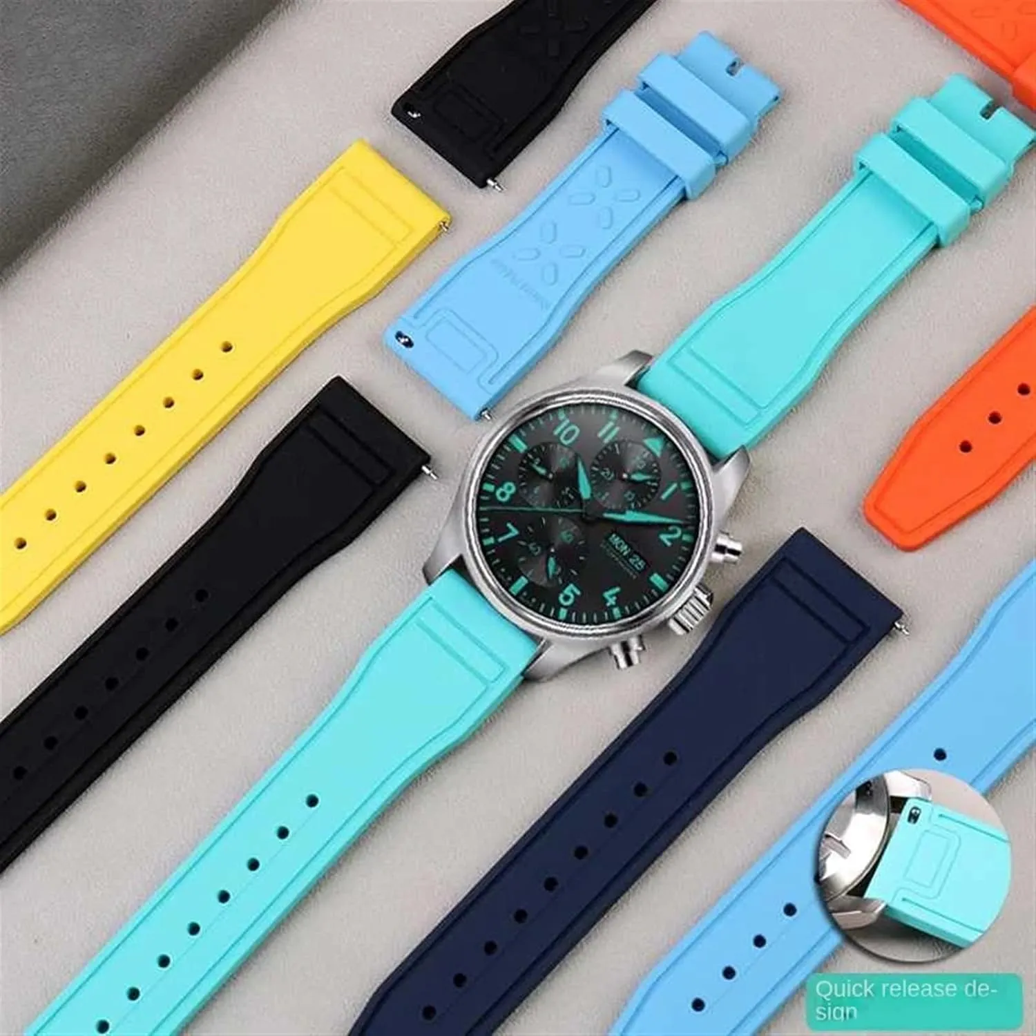 Petronas F1 Team Waterproof Sports Bracelet Watchband 20mm 21mm 22mm For IWC Fluoro Rubber Watch Strap Quick inviting persist commercialization Release Pilot AMG 