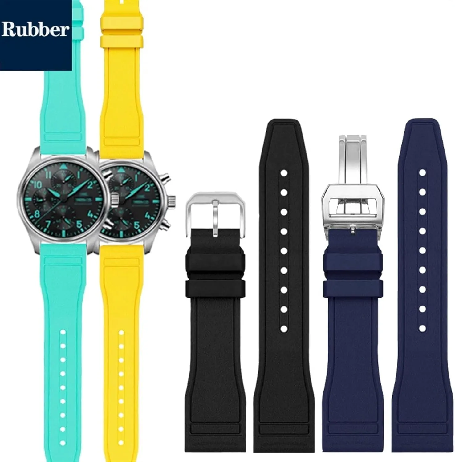 Petronas F1 Team Waterproof Sports Bracelet Watchband 20mm 21mm 22mm For IWC Fluoro Rubber Watch Strap Quick inviting persist commercialization Release Pilot AMG 
