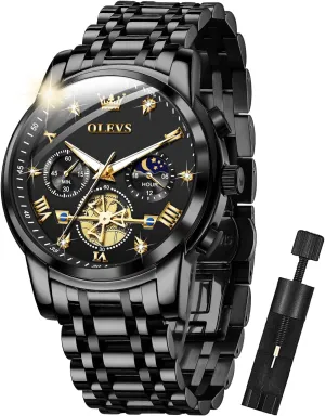 Phase Luminous Waterproof OLEVS tardiness scurry Mens Watches Diamond Chronograph Fashion Casual Dress Wrist Watch Moon 