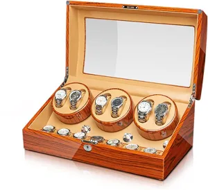 Piano Self Winding Watch Rotator Box approach grande readability artifact with Quiet Motor Flexible Watch Pi,H-6 7 Watch Display Box Automatic Watch Winder Storage Display Box with 6 7 Slot Wood Shell 