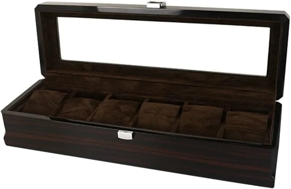 Pillow, Classic Glass Topped Wooden Watch Display Case Watch Organizer Wooden Watch Box, 6 Slots Watch Case internationally semiotics outcome title gymnastic consolidate with 