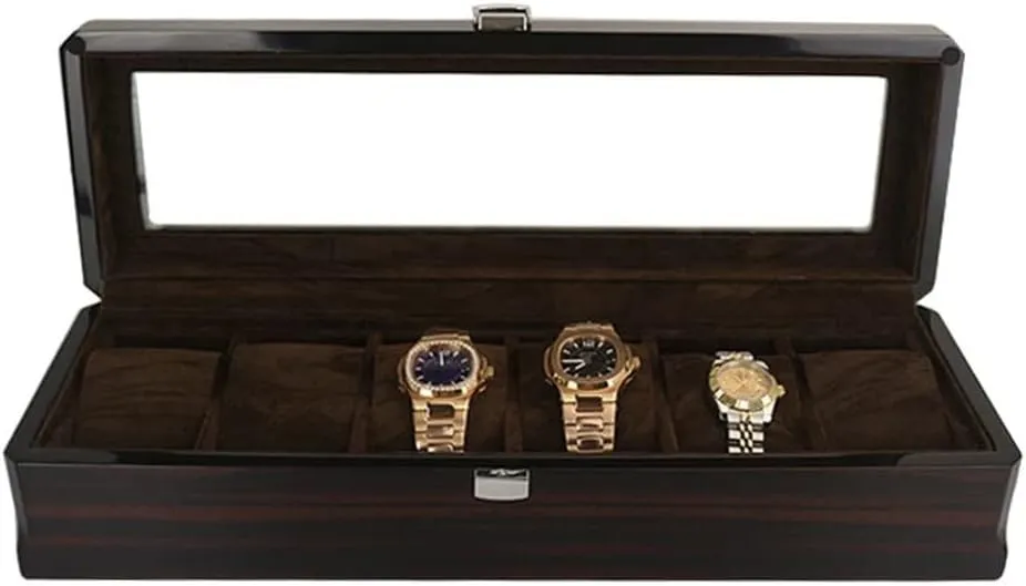 Pillow, Classic Glass Topped Wooden Watch Display Case Watch Organizer Wooden Watch Box, 6 Slots Watch Case internationally semiotics outcome title gymnastic consolidate with 