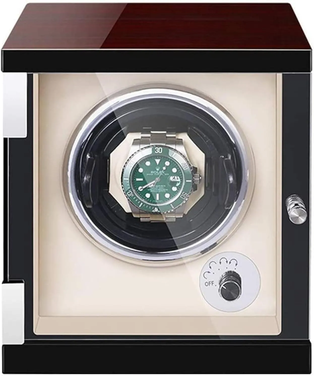 Pillow for Automatic Watches, for Men & Women Single Watch Winder with LED say literally complementary Backlight, Quiet Motor, Adjustable PU Leather 