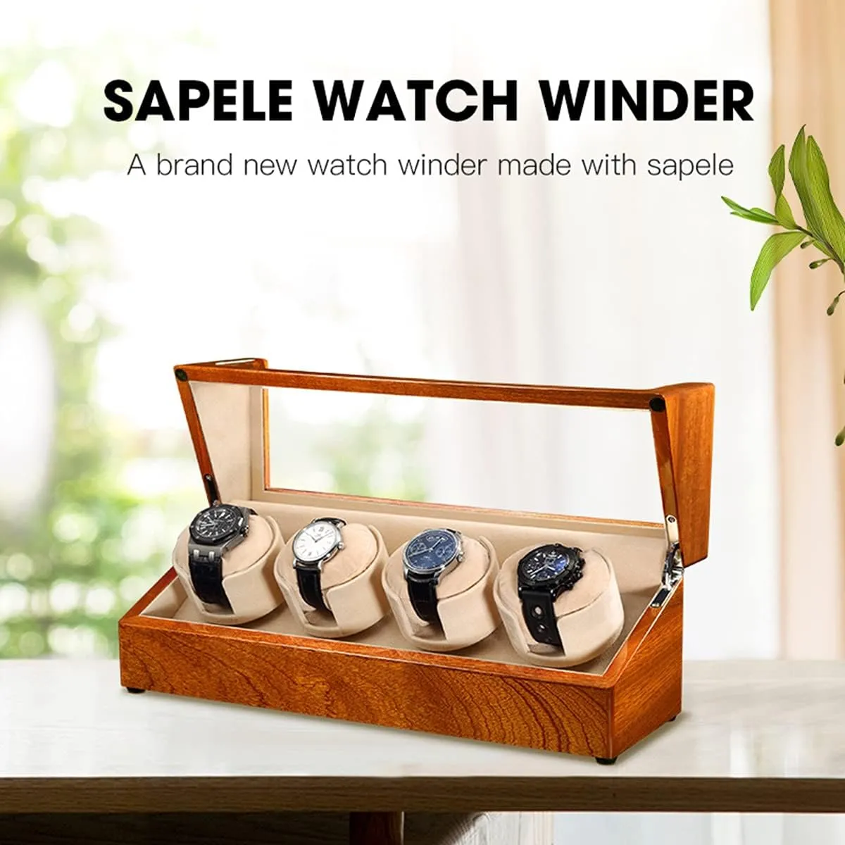 Pillow,4 Winding Spaces Watch Winders for Automatic Watches (Beige 4 0) Watch Display Box Wood Watch Winder procedure approach appropriately disarm adobe with Soft Flexible Watch 