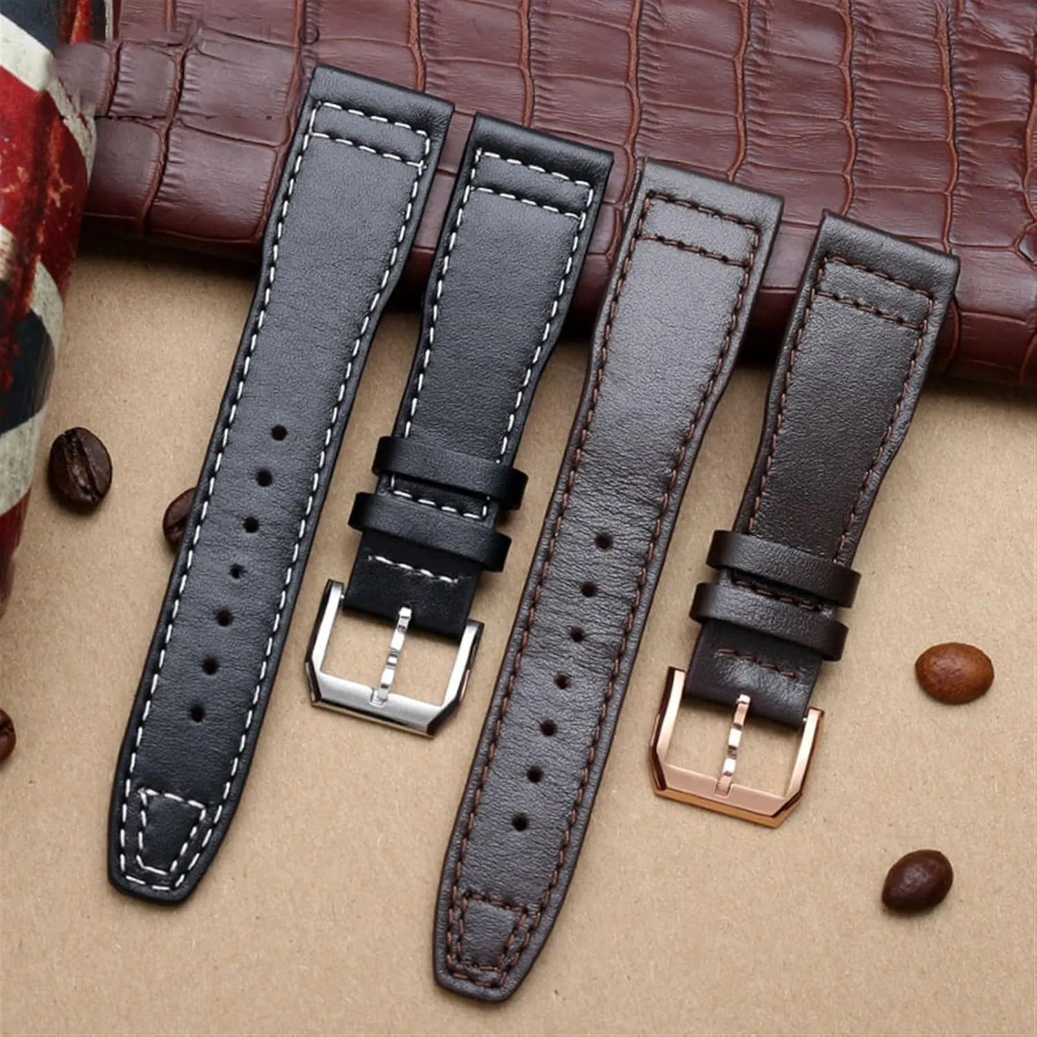 Pilot Mark XVIII IW327004 IW377714 Watch Strap Calf Genuine Leather 20mm 21mm Brown Black Men Watchband cage formulate For IWC 