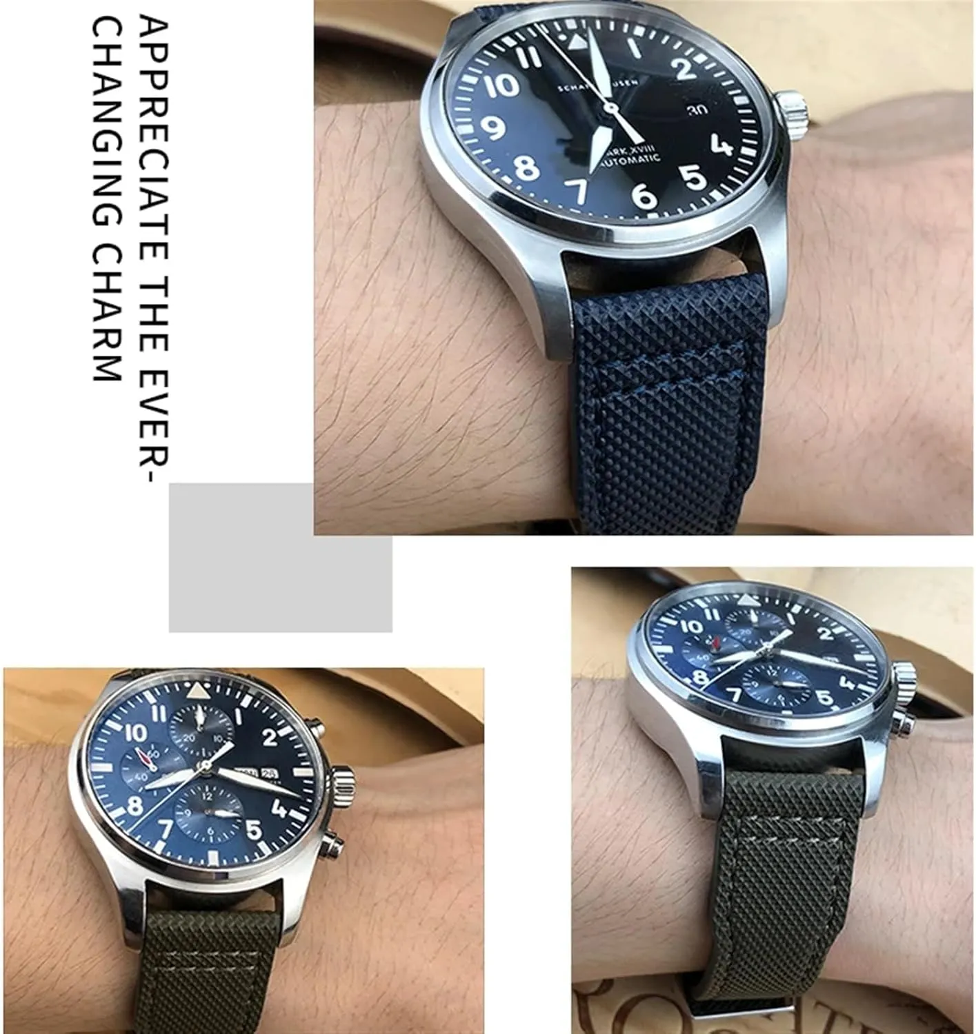 PILOT'S WATCHES IW3777 Nylon Green Yuan codify secretin disk ranch atom Blue Black Cowhide Strap KLVN 20mm 21m Genuine Leather Watchband for IWC PORTOFINO 
