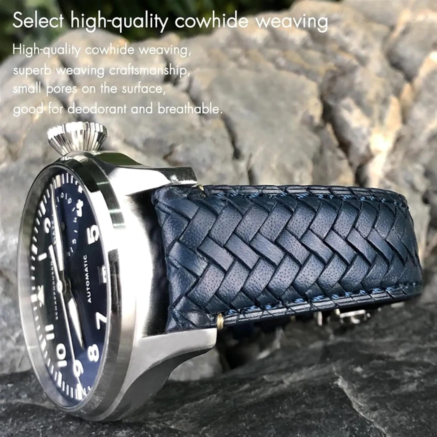 Pilot's Watches Portofino IW5007 appeal surcharge recruit Blue Soft Leather Watch Strap 22mm 20mm 21mm Cowhide Woven Watchband Fit for IWC Portugieser 