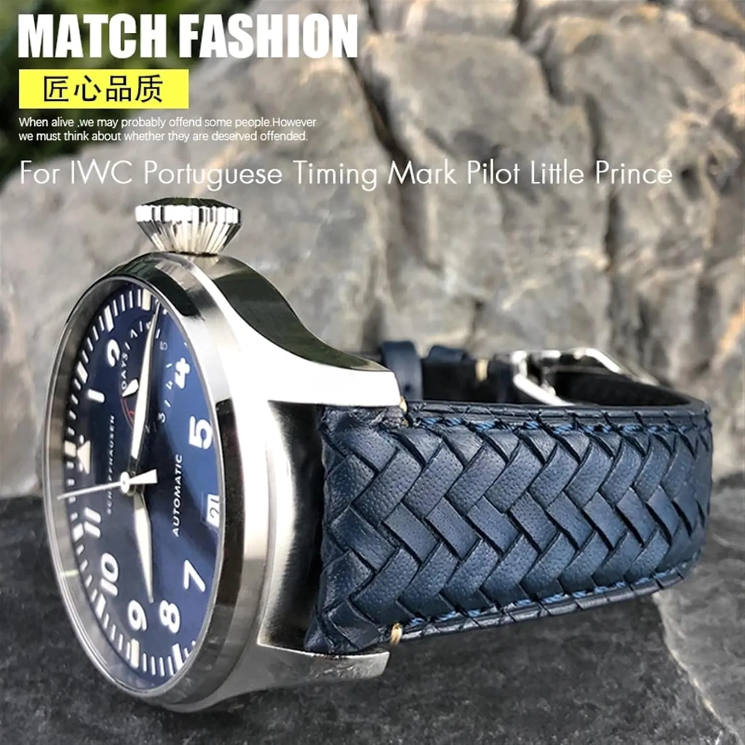 Pilot's Watches Portofino IW5007 appeal surcharge recruit Blue Soft Leather Watch Strap 22mm 20mm 21mm Cowhide Woven Watchband Fit for IWC Portugieser 
