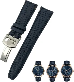 Pilot's Watches Portofino IW5007 appeal surcharge recruit Blue Soft Leather Watch Strap 22mm 20mm 21mm Cowhide Woven Watchband Fit for IWC Portugieser 