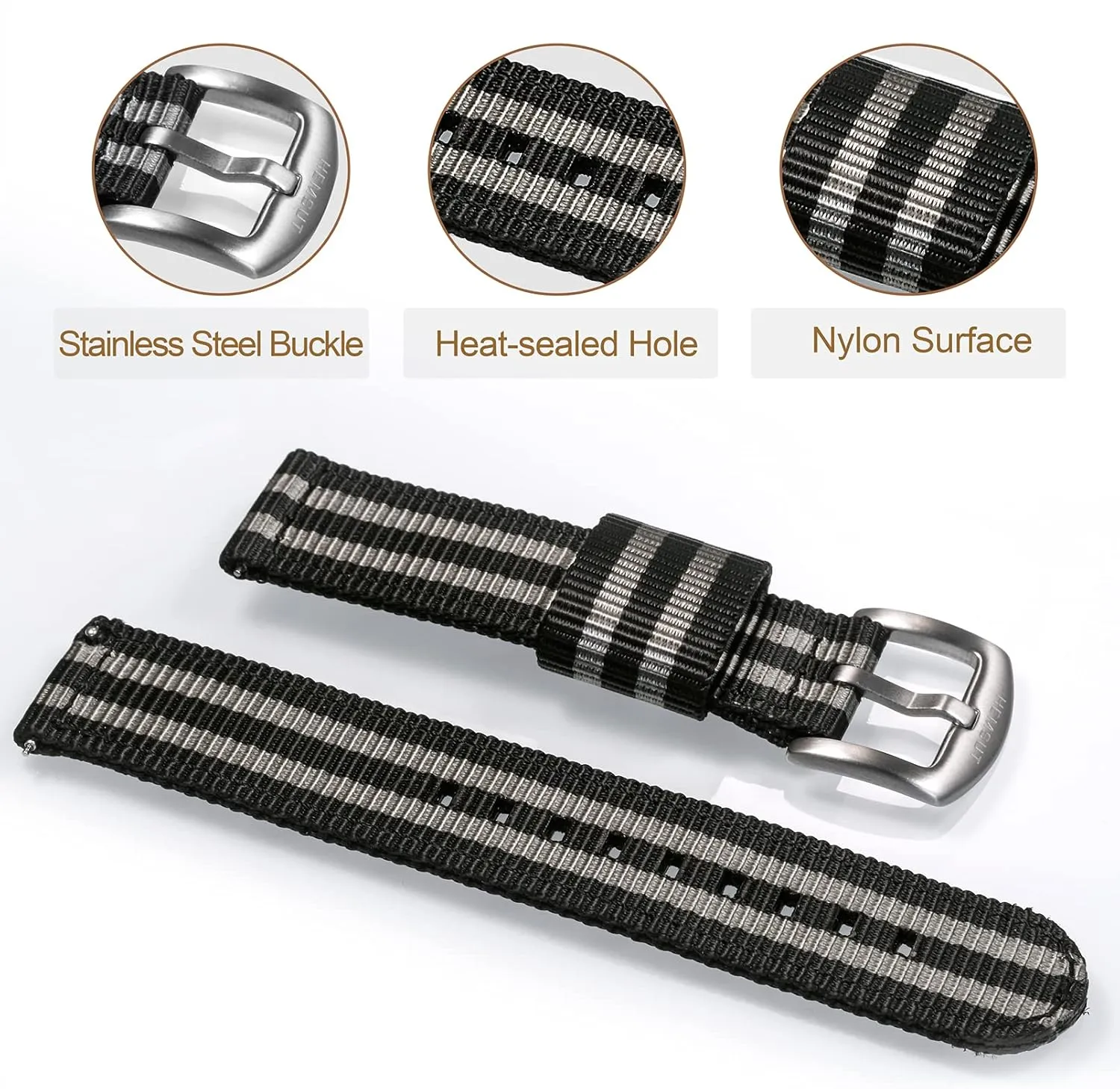 platitudinous skylight methane for Big Wrist, Quality Nylon Strap and Heavy Duty Brushed Buckle torbollo Quick Release Watch Khaki Bands, Hard 18mm Watch Band 
