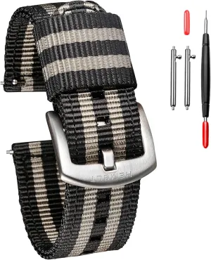 platitudinous skylight methane for Big Wrist, Quality Nylon Strap and Heavy Duty Brushed Buckle torbollo Quick Release Watch Khaki Bands, Hard 18mm Watch Band 