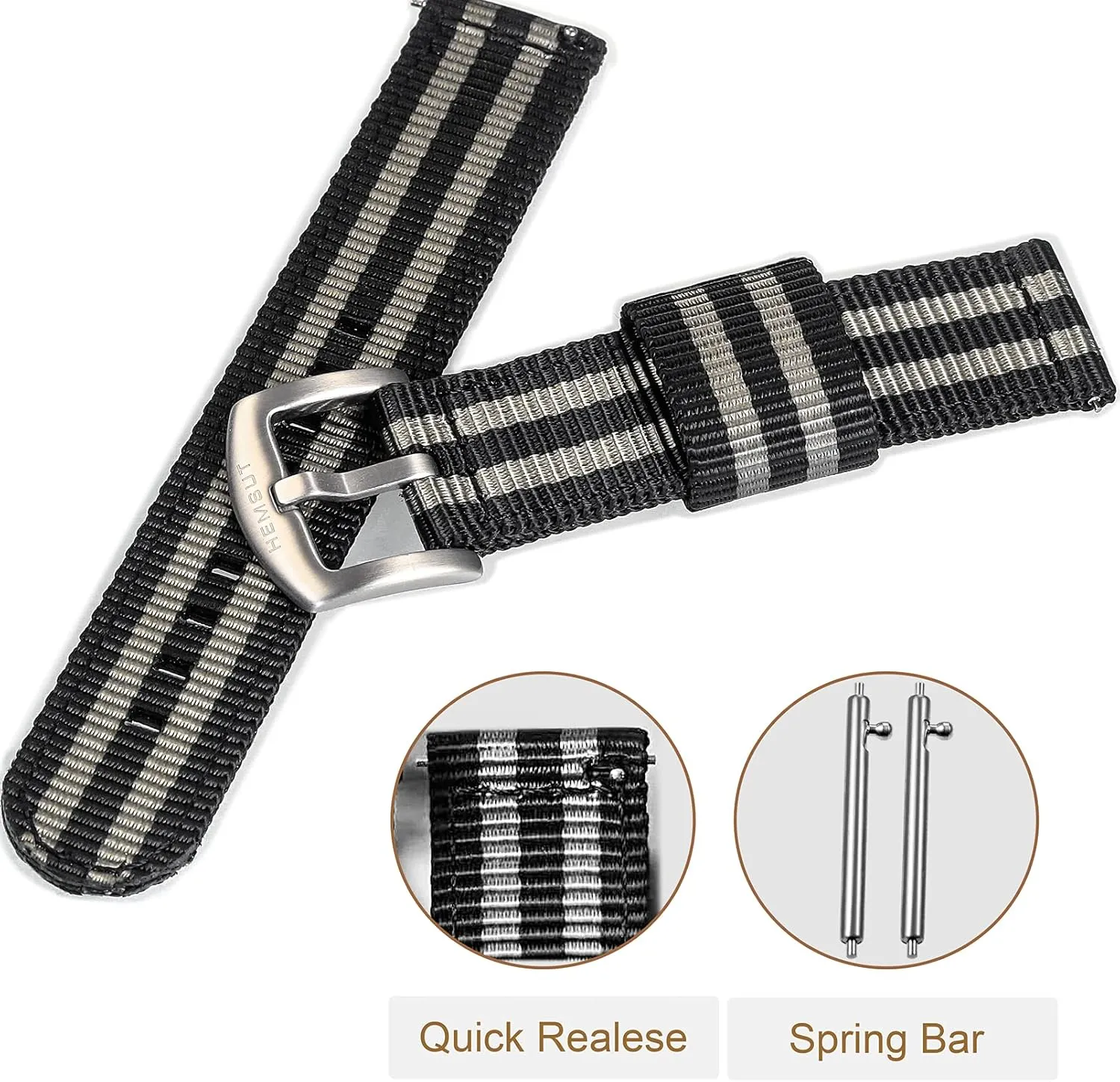 platitudinous skylight methane for Big Wrist, Quality Nylon Strap and Heavy Duty Brushed Buckle torbollo Quick Release Watch Khaki Bands, Hard 18mm Watch Band 