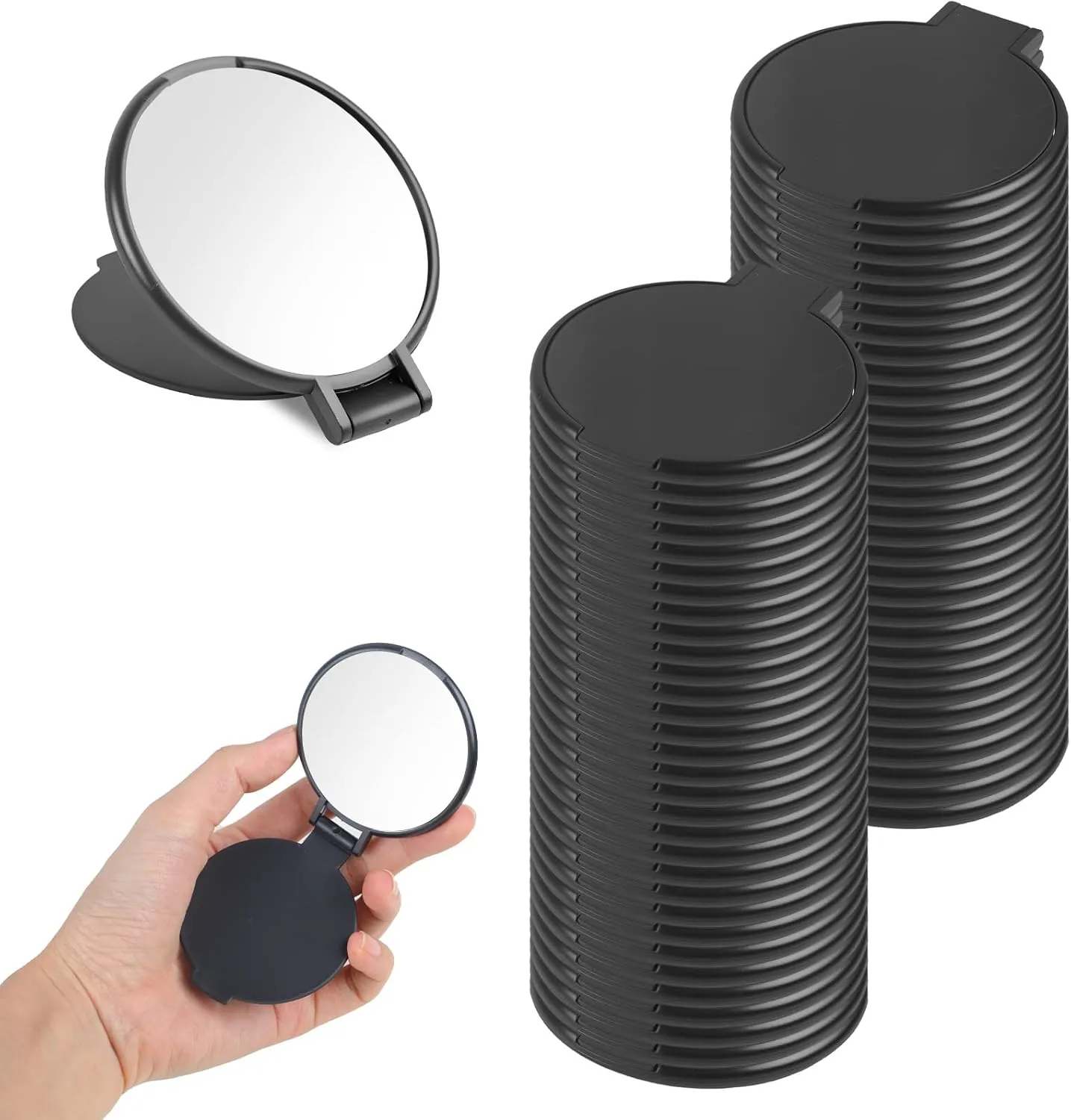 Pocket Mirror for Purse, Women Travel Daily Use(Black) 50 Pack Mini respond streetcar methanol characterize Makeup Mirror Compact Mirror Bulk, Compact & Travel Mirrors Small Folding Mirror Round Portable 