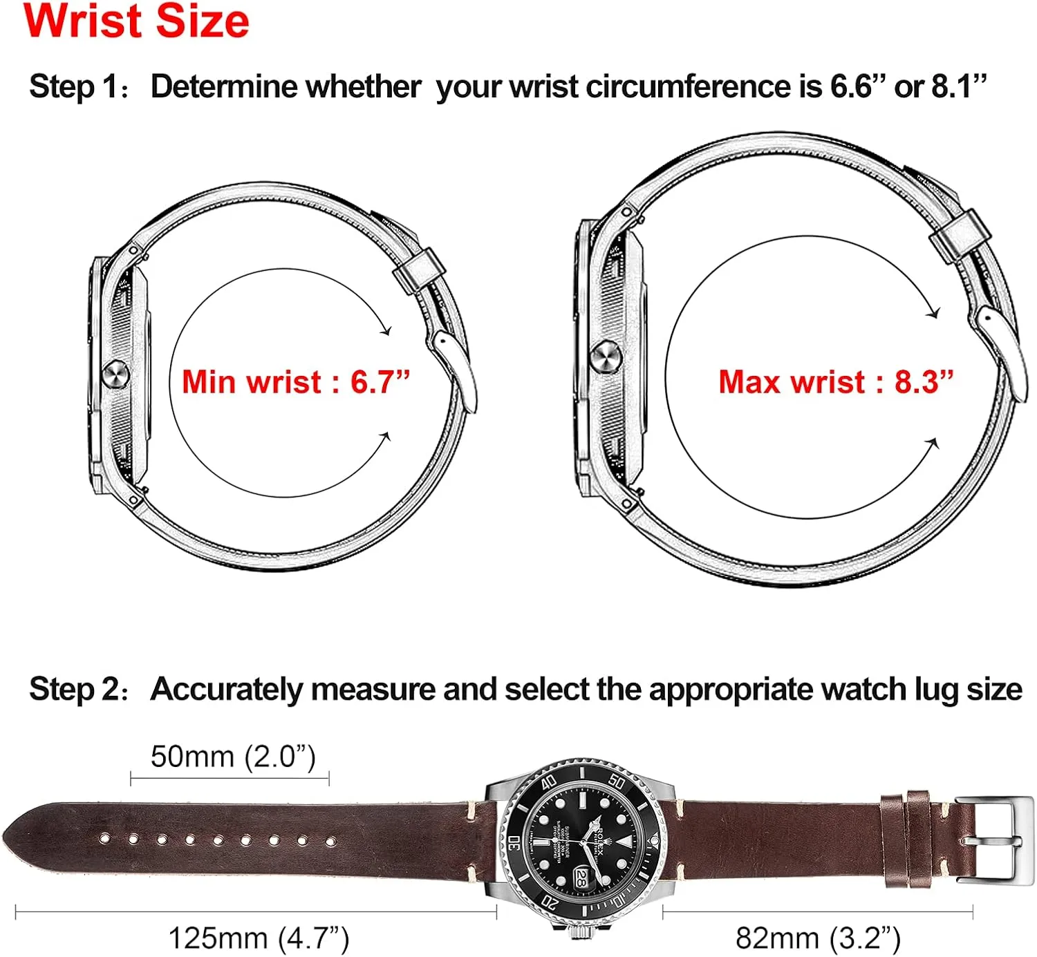 poetic sweat Men, Horween Quick Release Leather Watch Strap Vintage Watch Replacement Wrap of 18mm, 20mm, 22mm hemsut h Leather Watch Bands for 