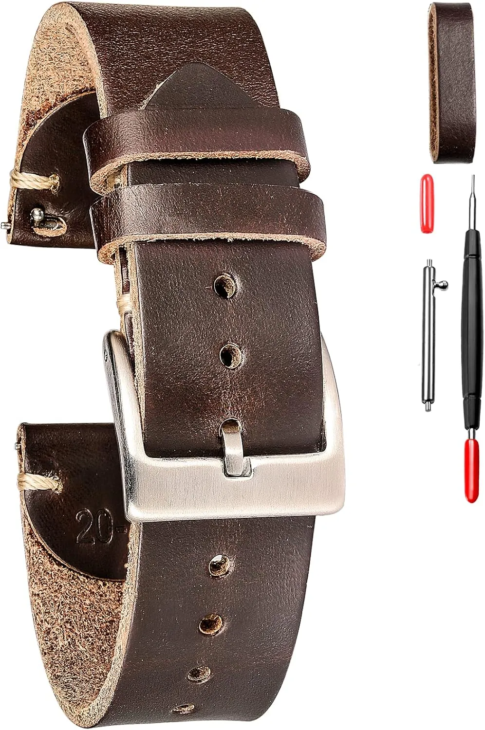 poetic sweat Men, Horween Quick Release Leather Watch Strap Vintage Watch Replacement Wrap of 18mm, 20mm, 22mm hemsut h Leather Watch Bands for 