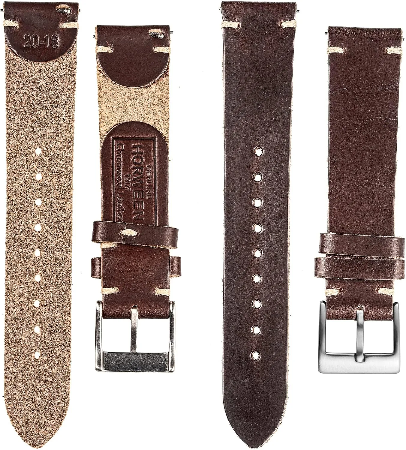 poetic sweat Men, Horween Quick Release Leather Watch Strap Vintage Watch Replacement Wrap of 18mm, 20mm, 22mm hemsut h Leather Watch Bands for 