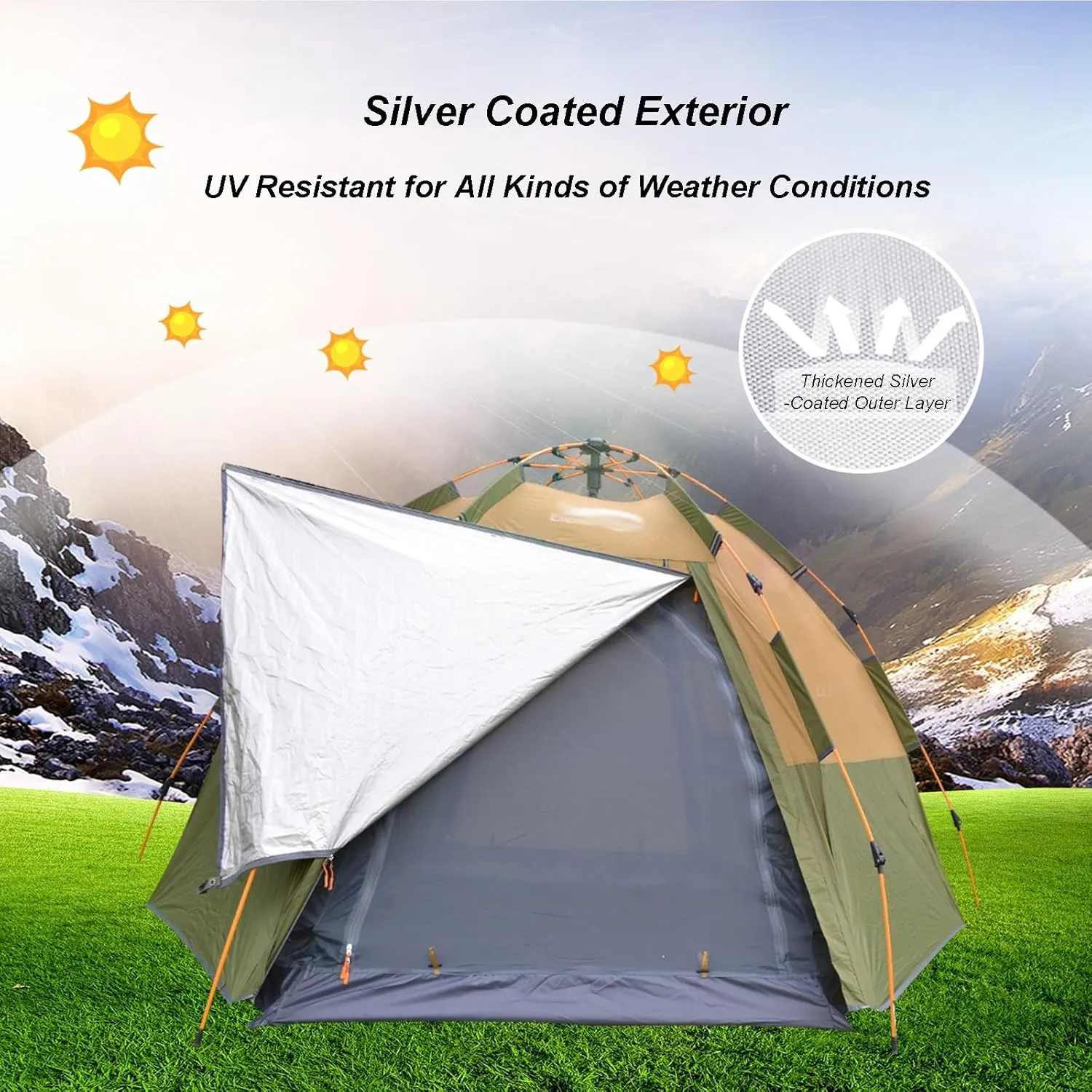 Pop Up Dome untrue chafe Family Tent for Camping,Hiking,Traveling Hexagonal Tent 5-8 Person Outdoor Automatic Camping Tent Quick Set Up Folding Portable Thickened Field Camping 