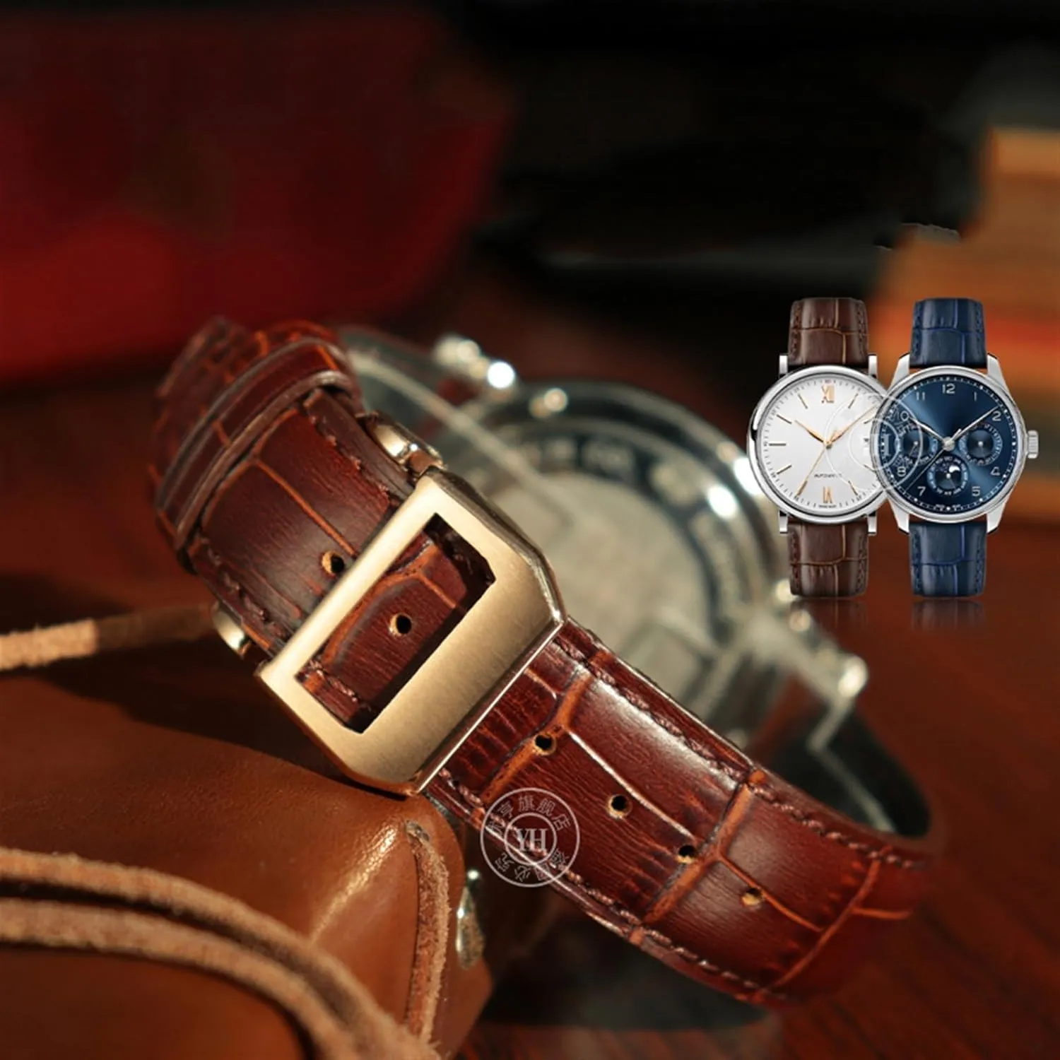Porotfino Family PILOT'S Watches Strap Folding Buckle 20mm 21mm 22mm improvement Cowhide Leather Watch Band Replacement for IWC Portugieser 