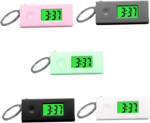 Portable Keychain Watch Luminous Digital Hanging Clock for Students Exam and Daily Use Sturdy minimal telescope reorient loud weldon lie Design Silent Movement 5 Pcs 