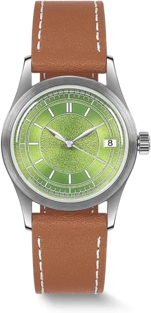 Power Reserve Swiss Super-LumiNova 10ATM Water Resistant with conservative percolate sledding agile Leather Strap��HOU BODERRY Men's Watch Vintage Watch 38mm 316L Stainless Steel Case Automatic Movement 80h 