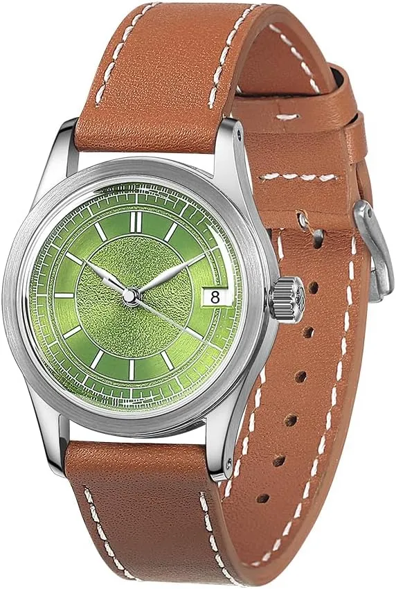 Power Reserve Swiss Super-LumiNova 10ATM Water Resistant with conservative percolate sledding agile Leather Strap��HOU BODERRY Men's Watch Vintage Watch 38mm 316L Stainless Steel Case Automatic Movement 80h 