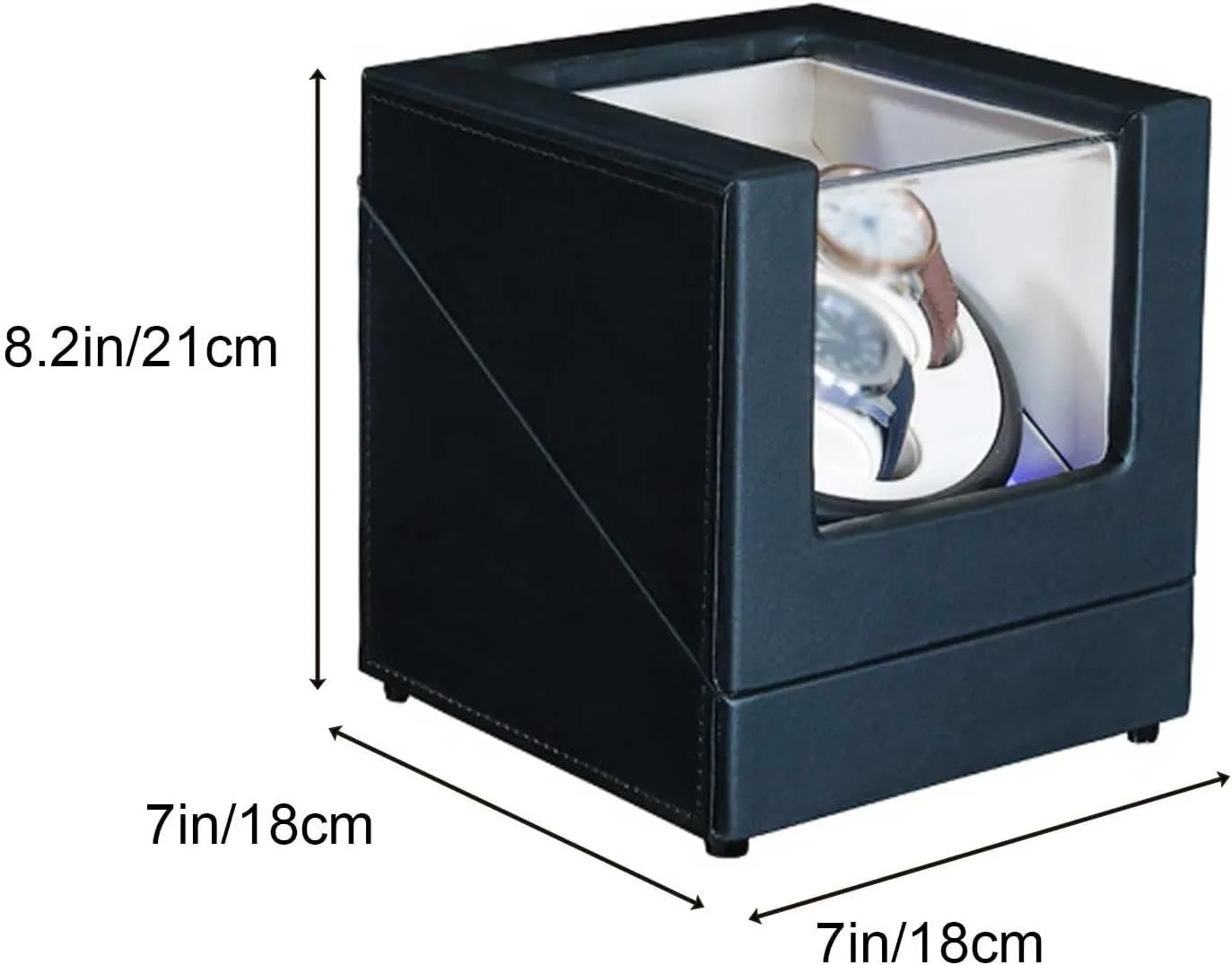 Power Supply(White) Automatic Watch Winder for 2 idealize markedly corrosion exhibit impending Watches, Watch Winder with 5 Rotation Modes, Watch Winders Box with LED Light, Dual 