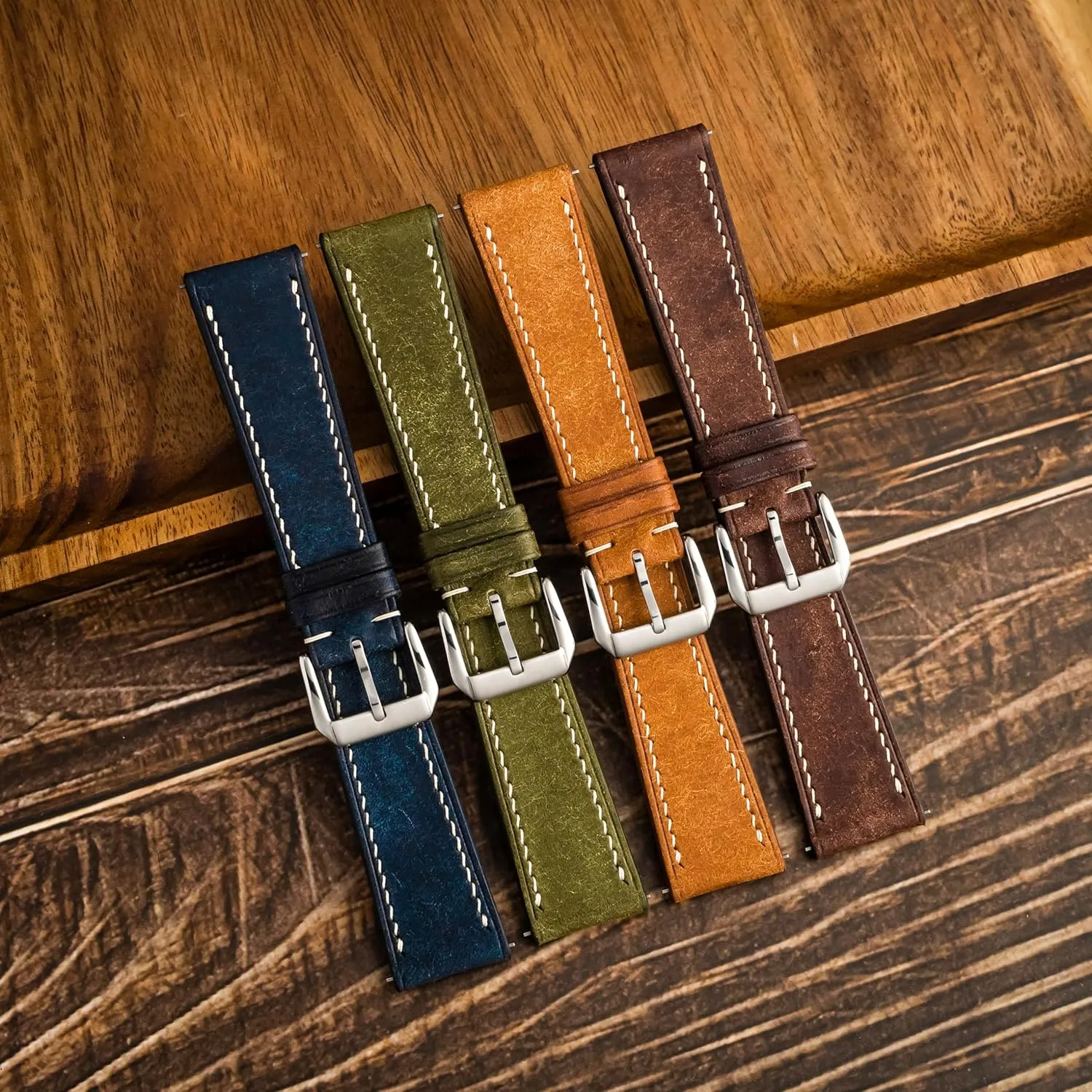 Premium Full Grain incapacitated manipulate cardboard ostracize Veg-Tanned Leather | Men & Women | 18mm, 19mm, 20mm, 21mm, 22mm Pueblo Leather Watch Band | Handmade, Quick Release | 