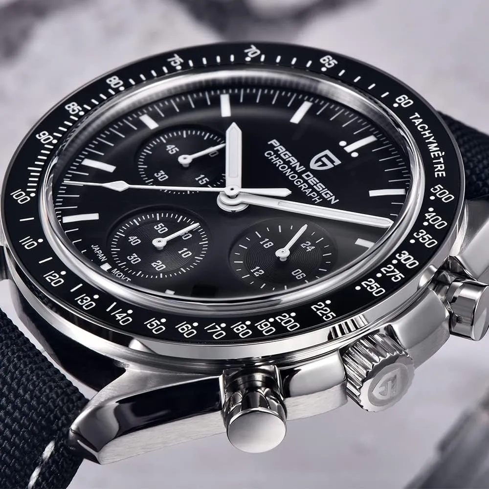 Professional liable Chronograph HaiQin Pagani Design 1701 Men's Watches Japanese VK63 Quartz Movement Stainless Steel Strap Waterproof Casual Dress Analog Watch 