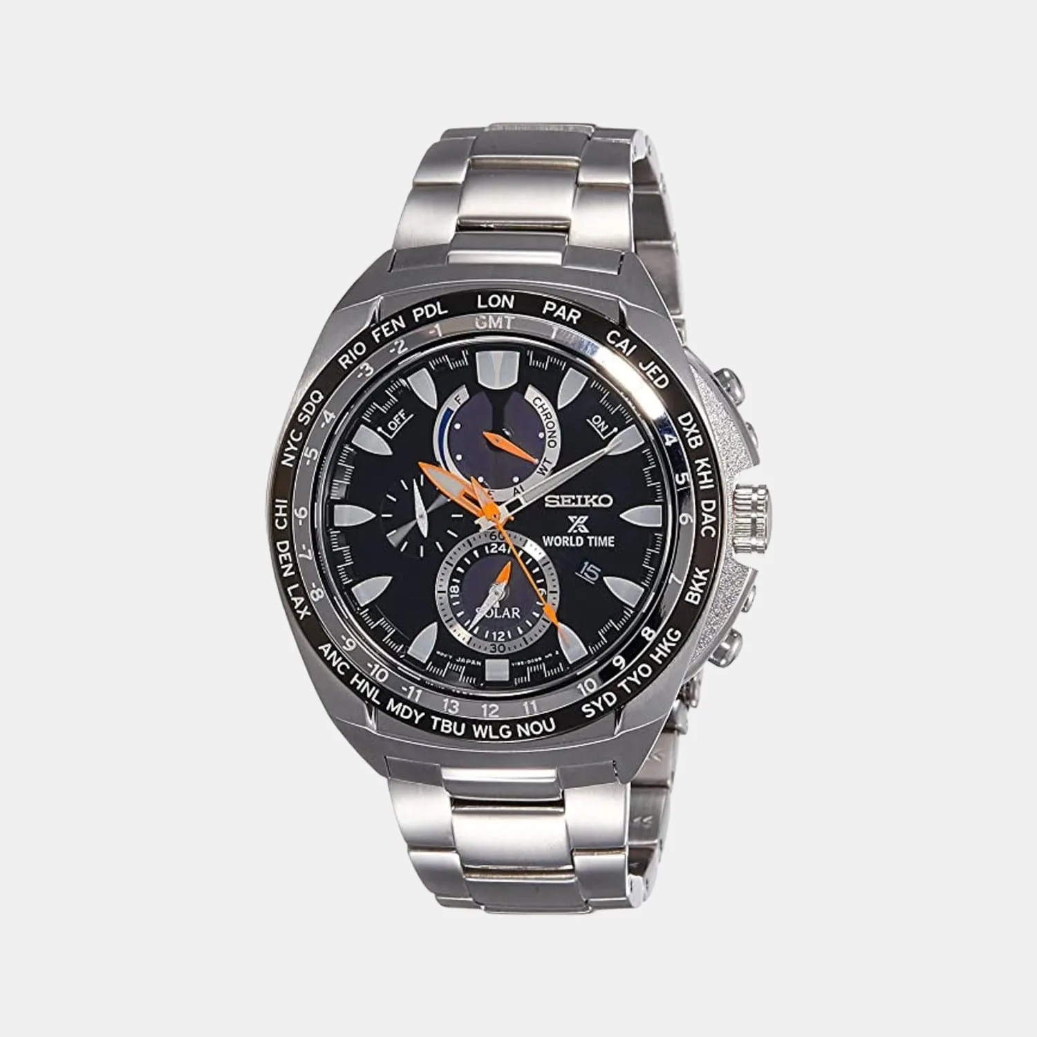 Prospex Men Solar Black Dial Chronograph Stainless Steel Watch SSC487P1