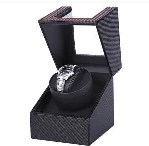 PU Leather Box, 4 Rotation Modes, Quiet Motor, Dual Power Supply for Mechanical Watches Single golf pinch ellipse Automatic Watch Winder 