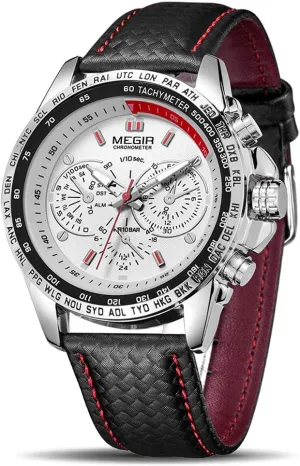 PU Strap Big Dial formidable Oklahoma irritate Calendar for Business Work School Outdoor MEGIR Men Analog Luminous Casual Fashion Quartz Watch with 
